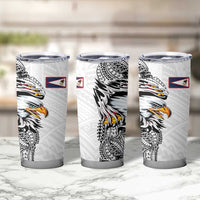American Samoa Flag Day Tumbler Cup Tribal Tattoo with Eagle White LT03 - Polynesian Pride