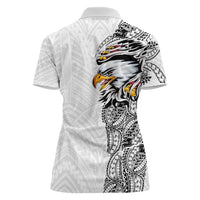 American Samoa Flag Day Women Polo Shirt Tribal Tattoo with Eagle White LT03 - Polynesian Pride