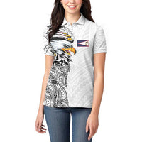 American Samoa Flag Day Women Polo Shirt Tribal Tattoo with Eagle White LT03 - Polynesian Pride