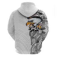 American Samoa Flag Day Zip Hoodie Tribal Tattoo with Eagle White LT03 - Polynesian Pride