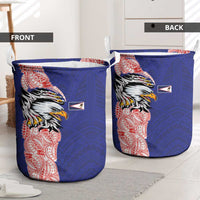 American Samoa Flag Day Laundry Basket Tribal Tattoo with Eagle Blue-Red LT03 - Polynesian Pride