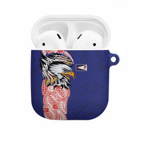 American Samoa Flag Day AirPods Case Tribal Tattoo with Eagle Blue-Red LT03 Blue - Polynesian Pride