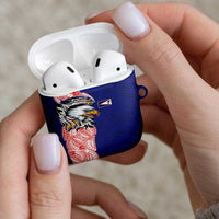 American Samoa Flag Day AirPods Case Tribal Tattoo with Eagle Blue-Red LT03 - Polynesian Pride