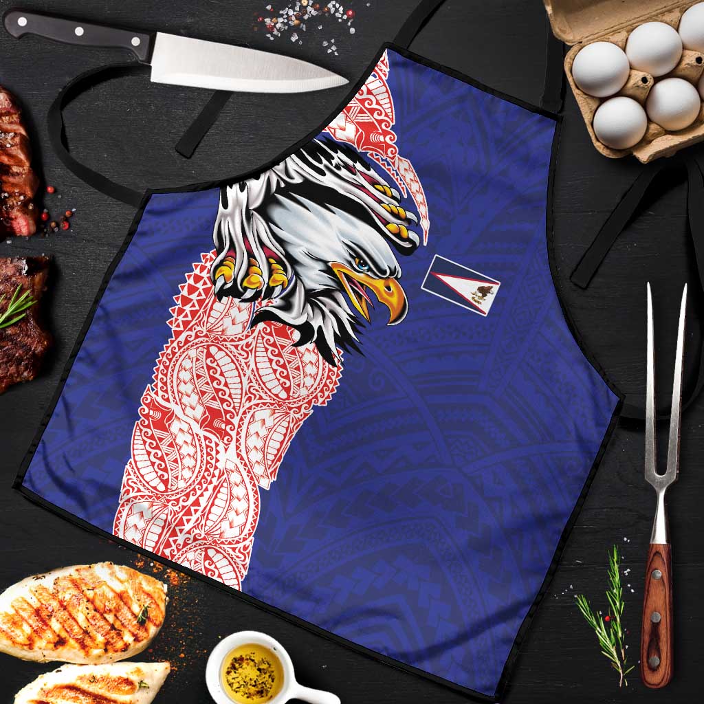 American Samoa Flag Day Apron Tribal Tattoo with Eagle Blue-Red LT03 Blue - Polynesian Pride