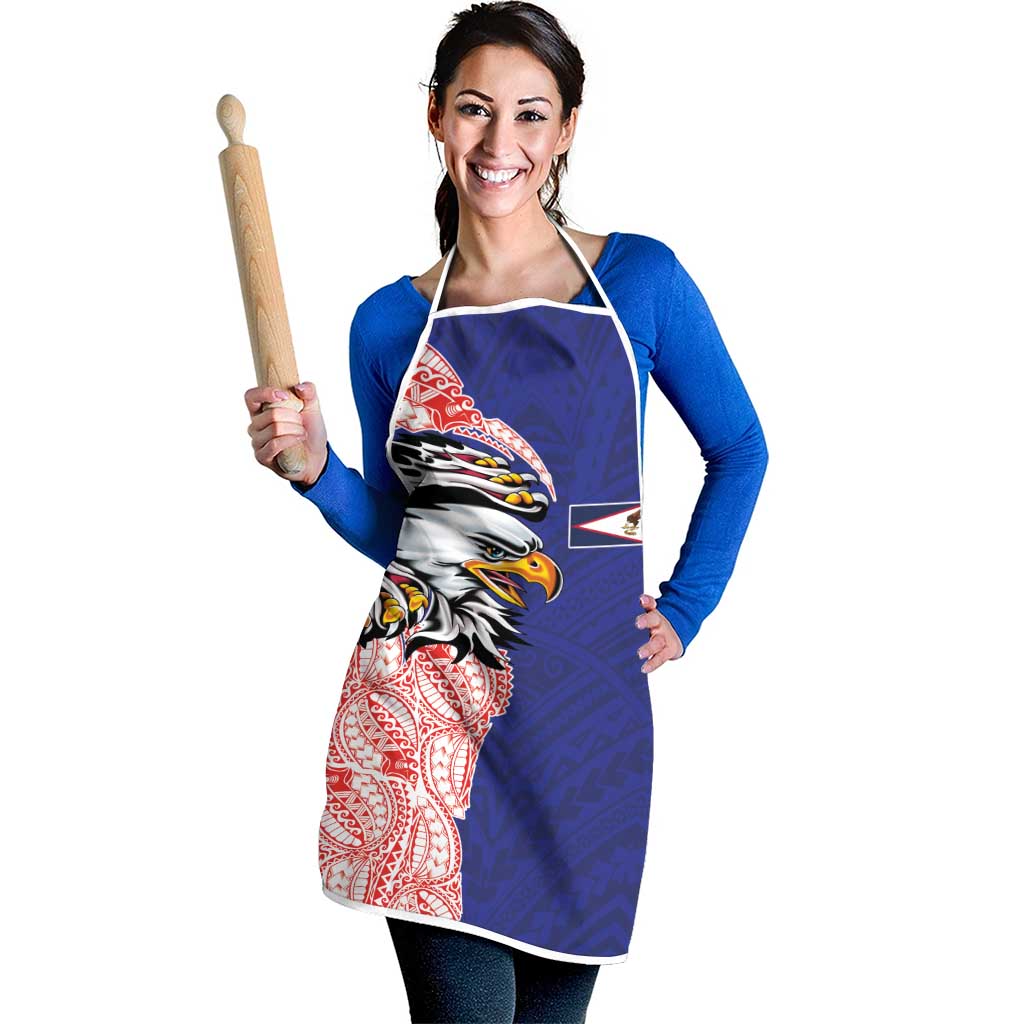 American Samoa Flag Day Apron Tribal Tattoo with Eagle Blue-Red LT03 - Polynesian Pride