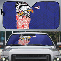 American Samoa Flag Day Auto Sun Shade Tribal Tattoo with Eagle Blue-Red