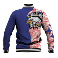American Samoa Flag Day Baseball Jacket Tribal Tattoo with Eagle Blue-Red LT03 - Polynesian Pride