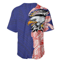 American Samoa Flag Day Baseball Jersey Tribal Tattoo with Eagle Blue-Red LT03 - Polynesian Pride