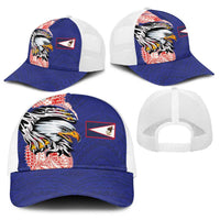 American Samoa Flag Day Baseball Net Cap Tribal Tattoo with Eagle Blue-Red LT03 - Polynesian Pride
