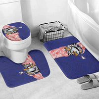 American Samoa Flag Day Bathroom Set Tribal Tattoo with Eagle Blue-Red LT03 Mat Set Only (3 pcs) One Size Blue - Polynesian Pride