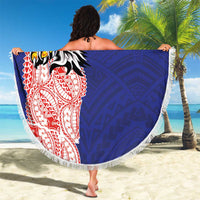 American Samoa Flag Day Beach Blanket Tribal Tattoo with Eagle Blue-Red LT03 - Polynesian Pride