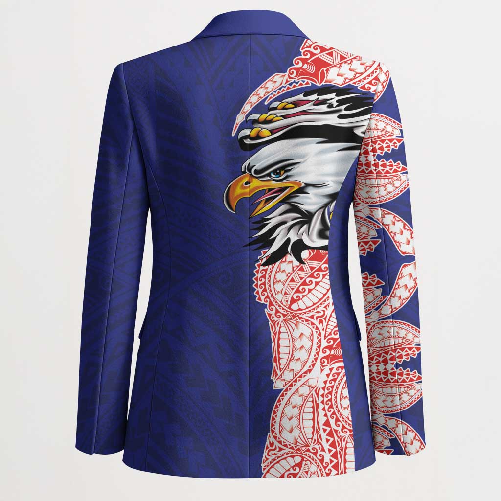 American Samoa Flag Day Blazer Tribal Tattoo with Eagle Blue-Red LT03 - Polynesian Pride