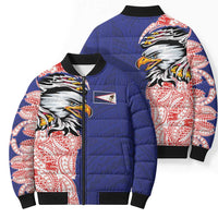 American Samoa Flag Day Bomber Puffer Jacket Tribal Tattoo with Eagle Blue-Red LT03 - Polynesian Pride