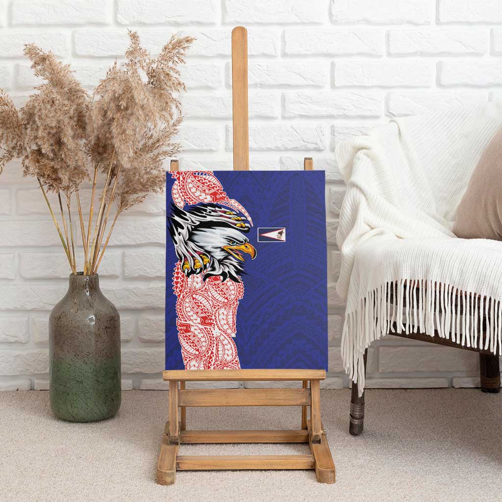 American Samoa Flag Day Canvas Wall Art Tribal Tattoo with Eagle Blue-Red LT03 - Polynesian Pride