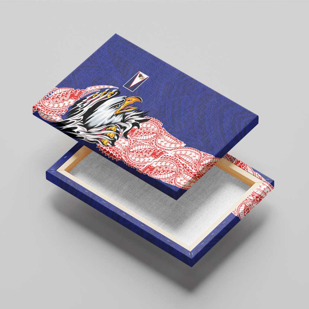 American Samoa Flag Day Canvas Wall Art Tribal Tattoo with Eagle Blue-Red LT03 - Polynesian Pride