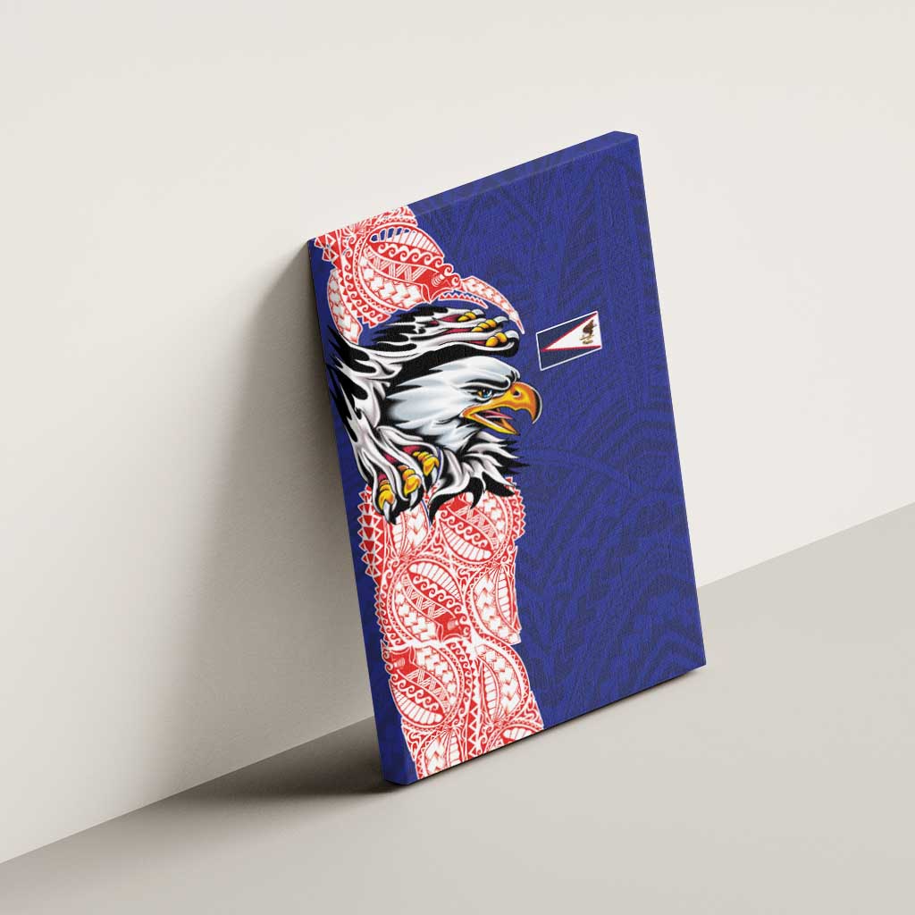 American Samoa Flag Day Canvas Wall Art Tribal Tattoo with Eagle Blue-Red LT03 - Polynesian Pride