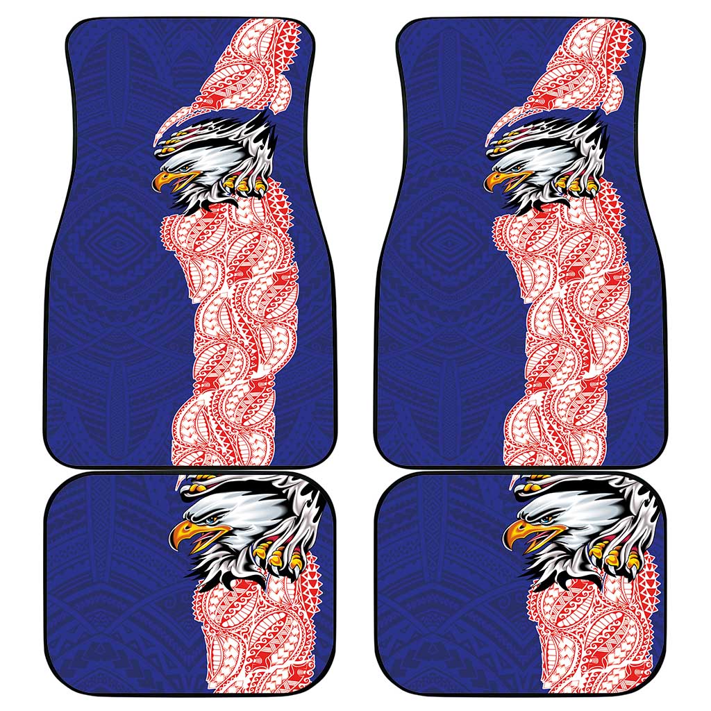 American Samoa Flag Day Car Mats Tribal Tattoo with Eagle Blue-Red LT03 - Polynesian Pride