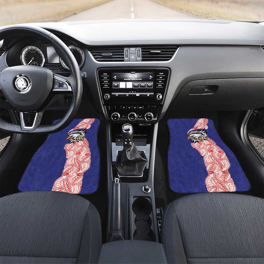 American Samoa Flag Day Car Mats Tribal Tattoo with Eagle Blue-Red LT03 Set 2pcs - Front Blue - Polynesian Pride