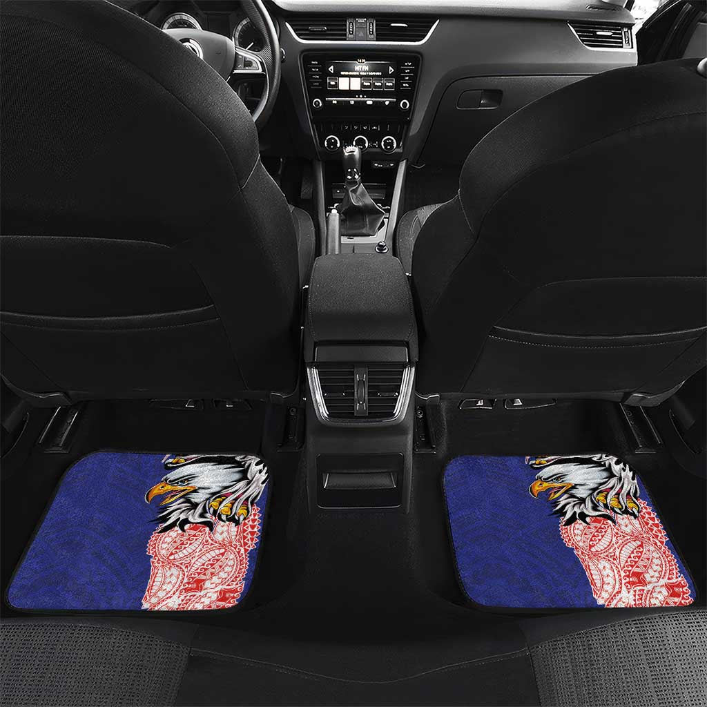American Samoa Flag Day Car Mats Tribal Tattoo with Eagle Blue-Red LT03 Set 2pcs - Back Blue - Polynesian Pride