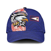 American Samoa Flag Day Classic Cap Tribal Tattoo with Eagle Blue-Red LT03 Universal Fit Blue - Polynesian Pride