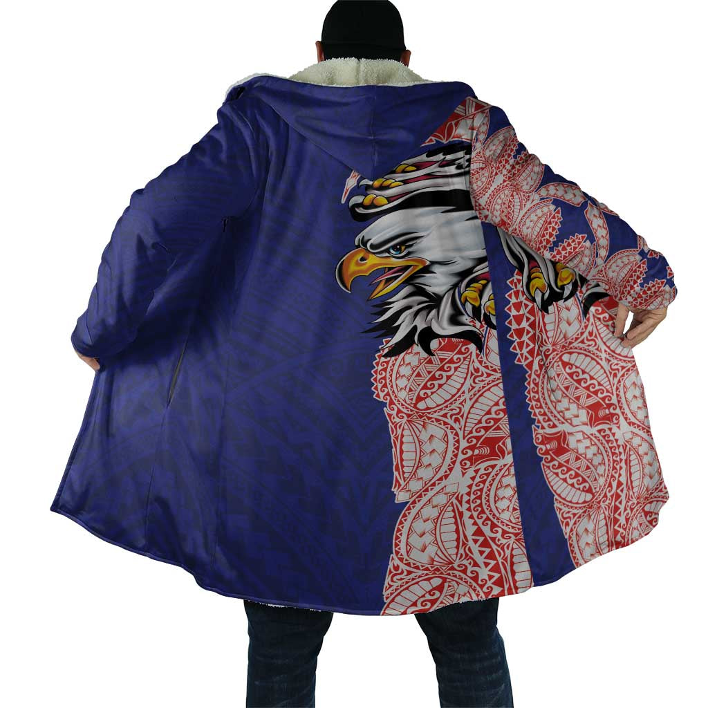 American Samoa Flag Day Cloak Tribal Tattoo with Eagle Blue-Red LT03 - Polynesian Pride