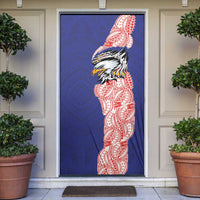 American Samoa Flag Day Door Cover Tribal Tattoo with Eagle Blue-Red LT03 Blue - Polynesian Pride