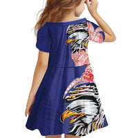 American Samoa Flag Day Family Matching Mermaid Dress and Hawaiian Shirt Tribal Tattoo with Eagle Blue-Red