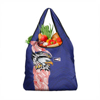 American Samoa Flag Day Grocery Bag Tribal Tattoo with Eagle Blue-Red