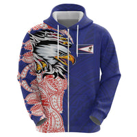 American Samoa Flag Day Hoodie Tribal Tattoo with Eagle Blue-Red LT03 - Polynesian Pride