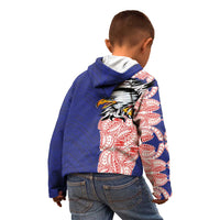 American Samoa Flag Day Kid Hoodie Tribal Tattoo with Eagle Blue-Red LT03 - Polynesian Pride
