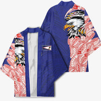 American Samoa Flag Day Kimono Tribal Tattoo with Eagle Blue-Red LT03 - Polynesian Pride