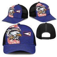American Samoa Flag Day Mesh Trucker Cap Tribal Tattoo with Eagle Blue-Red LT03 - Polynesian Pride