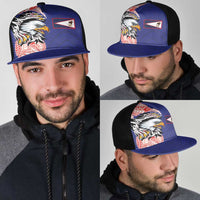 American Samoa Flag Day Mesh Trucker Cap Tribal Tattoo with Eagle Blue-Red LT03 - Polynesian Pride