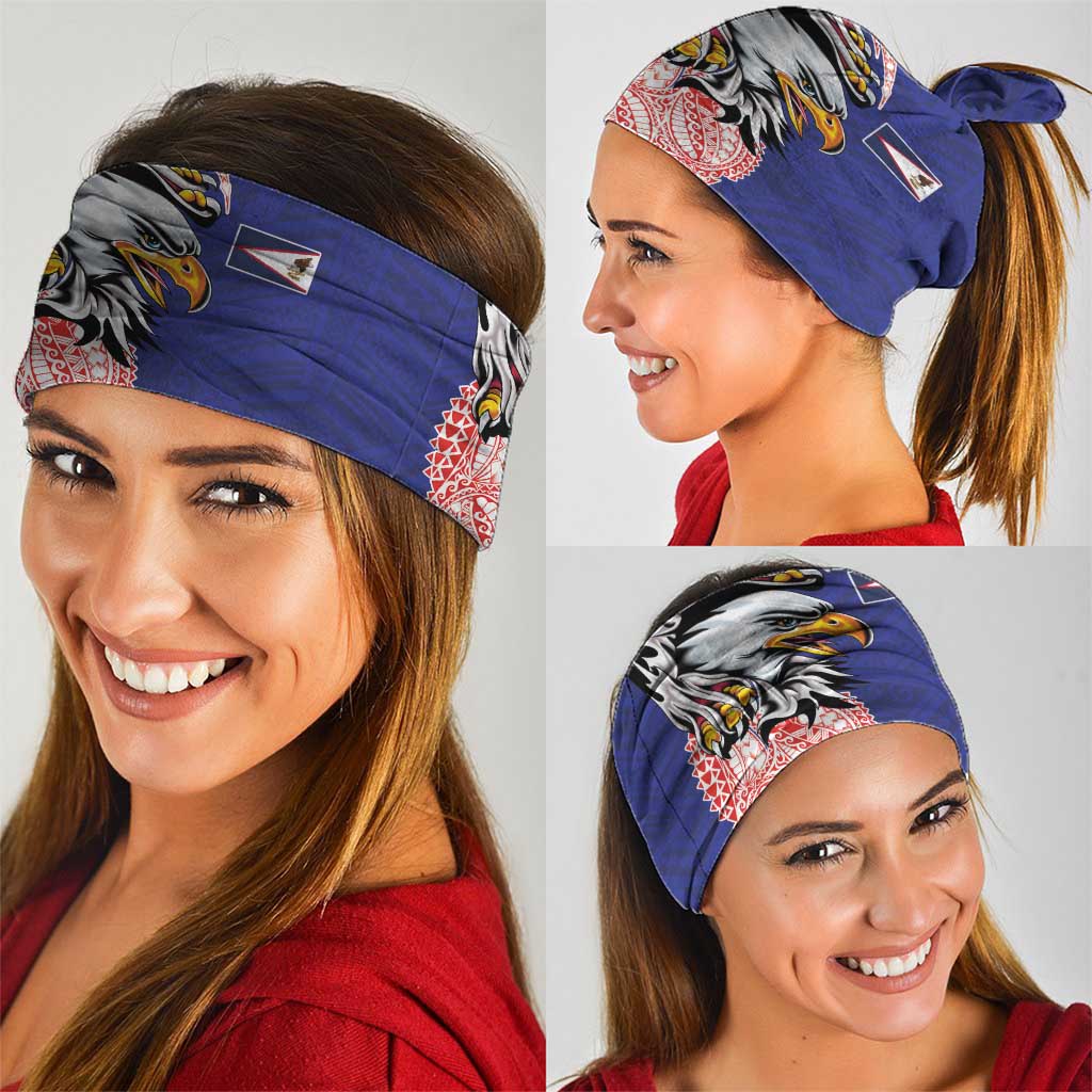 American Samoa Flag Day Neck Gaiter Tribal Tattoo with Eagle Blue-Red LT03 - Polynesian Pride