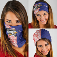 American Samoa Flag Day Neck Gaiter Tribal Tattoo with Eagle Blue-Red LT03 - Polynesian Pride
