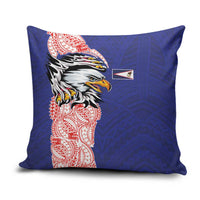 American Samoa Flag Day Pillow Cover Tribal Tattoo with Eagle Blue-Red LT03 Blue - Polynesian Pride