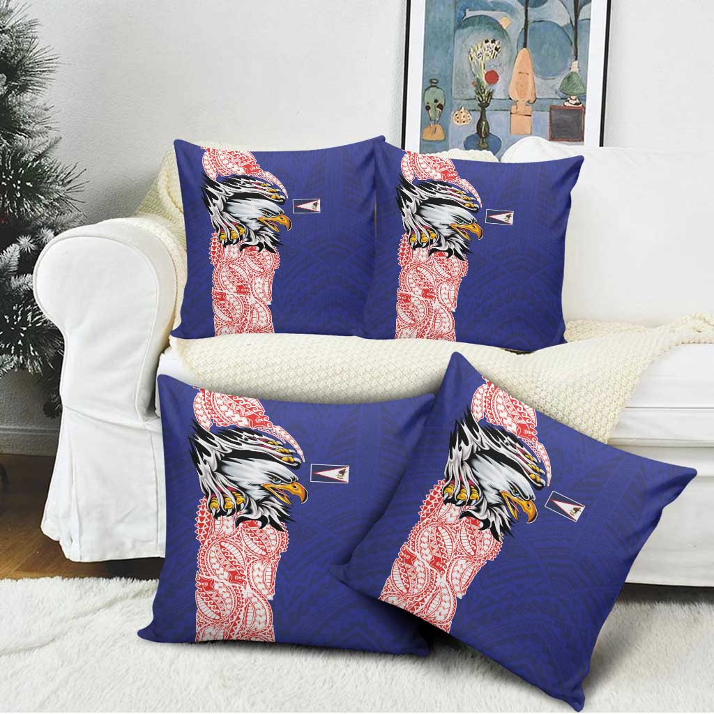 American Samoa Flag Day Pillow Cover Tribal Tattoo with Eagle Blue-Red LT03 - Polynesian Pride