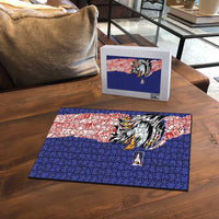 American Samoa Flag Day Puzzle Tribal Tattoo with Eagle Blue-Red LT03 - Polynesian Pride