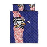 American Samoa Flag Day Quilt Bed Set Tribal Tattoo with Eagle Blue-Red LT03 - Polynesian Pride