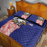 American Samoa Flag Day Quilt Bed Set Tribal Tattoo with Eagle Blue-Red LT03 - Polynesian Pride