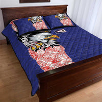American Samoa Flag Day Quilt Bed Set Tribal Tattoo with Eagle Blue-Red LT03 - Polynesian Pride