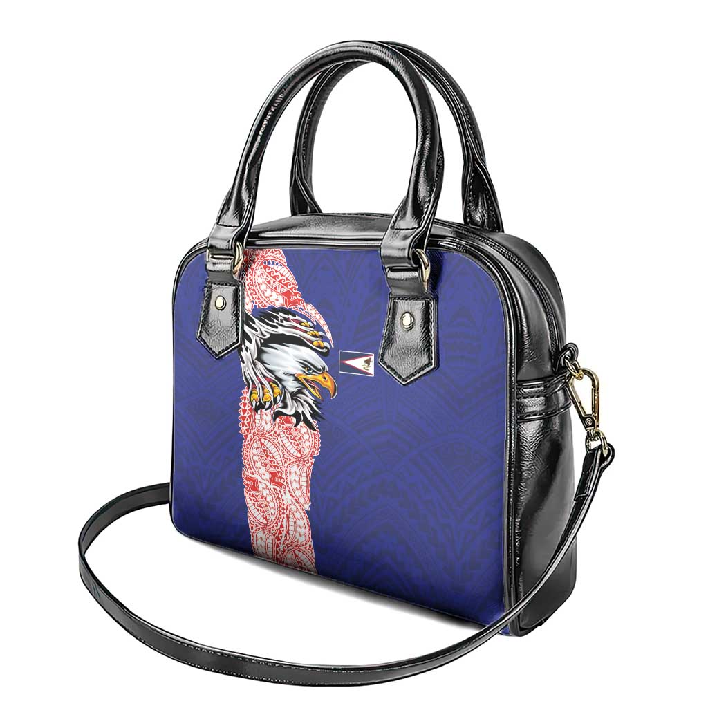 American Samoa Flag Day Shoulder Handbag Tribal Tattoo with Eagle Blue-Red LT03 - Polynesian Pride