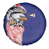 American Samoa Flag Day Spare Tire Cover Tribal Tattoo with Eagle Blue-Red LT03 - Polynesian Pride