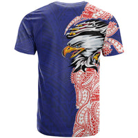 American Samoa Flag Day T Shirt Tribal Tattoo with Eagle Blue-Red LT03 - Polynesian Pride