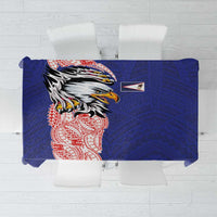 American Samoa Flag Day Tablecloth Tribal Tattoo with Eagle Blue-Red LT03 Blue - Polynesian Pride