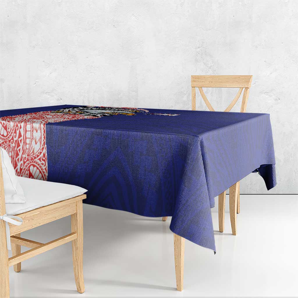 American Samoa Flag Day Tablecloth Tribal Tattoo with Eagle Blue-Red LT03 - Polynesian Pride
