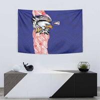 American Samoa Flag Day Tapestry Tribal Tattoo with Eagle Blue-Red LT03 - Polynesian Pride