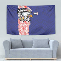 American Samoa Flag Day Tapestry Tribal Tattoo with Eagle Blue-Red LT03 - Polynesian Pride