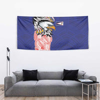 American Samoa Flag Day Tapestry Tribal Tattoo with Eagle Blue-Red LT03 - Polynesian Pride