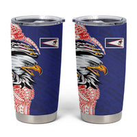 American Samoa Flag Day Tumbler Cup Tribal Tattoo with Eagle Blue-Red LT03 Blue - Polynesian Pride